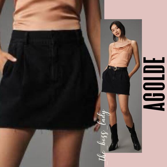 AGOLDE skirt 28 denim mini skirt cotton pleated
